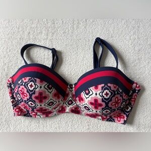 Boden Bikini Top, Underwire/ Adjustable Straps. Red Blue Pink. Size 32DD